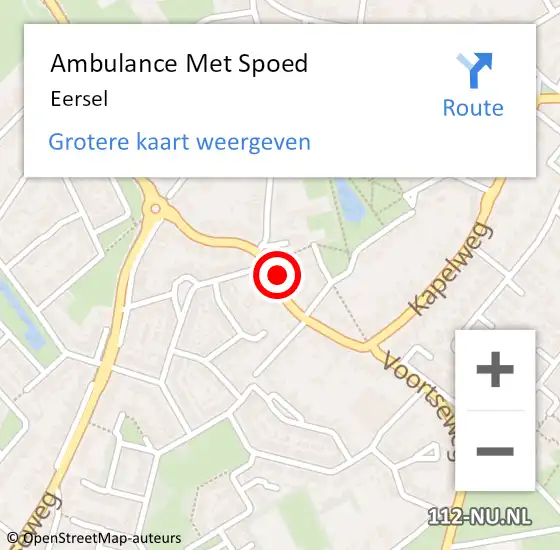 Locatie op kaart van de 112 melding: Ambulance Met Spoed Naar Eersel op 25 maart 2024 02:13