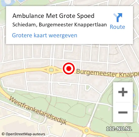 Locatie op kaart van de 112 melding: Ambulance Met Grote Spoed Naar Schiedam, Burgemeester Knappertlaan op 25 maart 2024 02:14