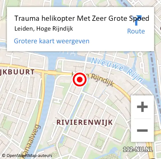 Locatie op kaart van de 112 melding: Trauma helikopter Met Zeer Grote Spoed Naar Leiden, Hoge Rijndijk op 25 maart 2024 02:37