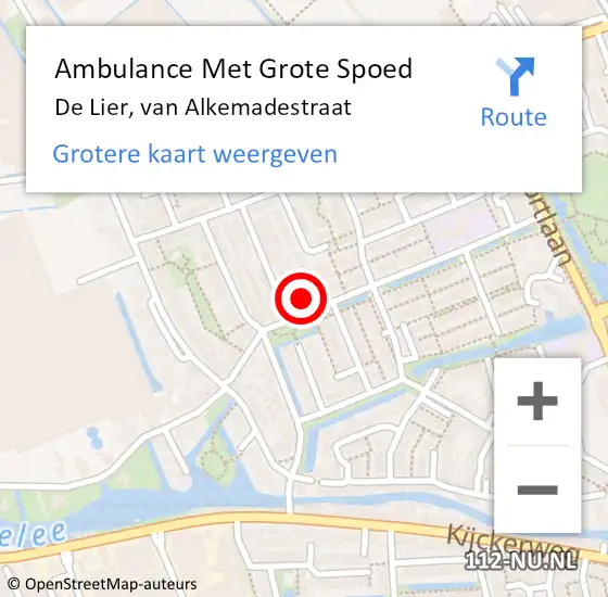 Locatie op kaart van de 112 melding: Ambulance Met Grote Spoed Naar De Lier, van Alkemadestraat op 25 maart 2024 03:19