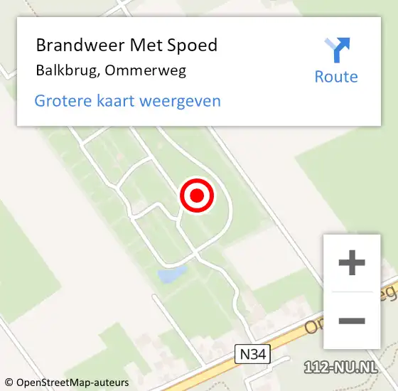 Locatie op kaart van de 112 melding: Brandweer Met Spoed Naar Balkbrug, Ommerweg op 25 maart 2024 04:41