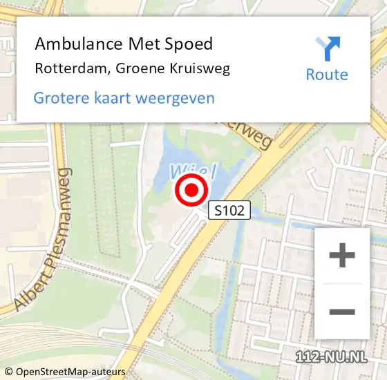 Locatie op kaart van de 112 melding: Ambulance Met Spoed Naar Rotterdam, Groene Kruisweg op 25 maart 2024 06:38