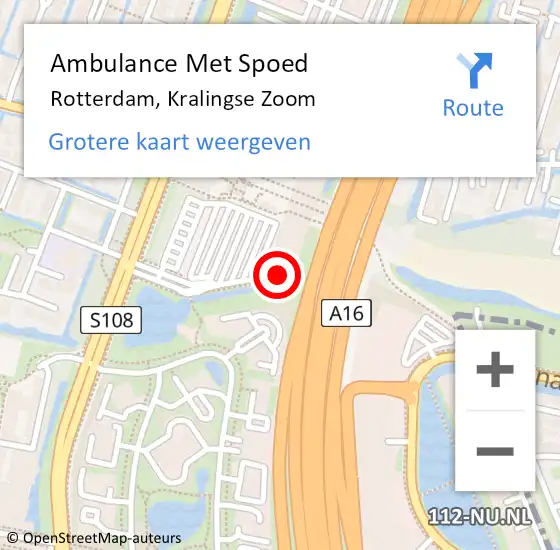 Locatie op kaart van de 112 melding: Ambulance Met Spoed Naar Rotterdam, Kralingse Zoom op 25 maart 2024 07:26