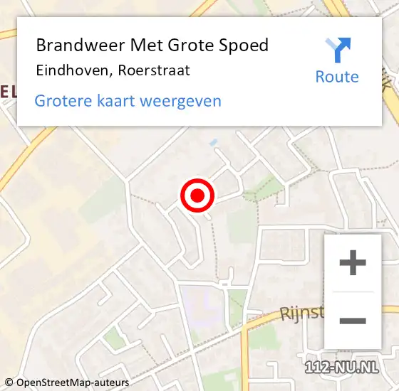 Locatie op kaart van de 112 melding: Brandweer Met Grote Spoed Naar Eindhoven, Roerstraat op 25 maart 2024 07:40