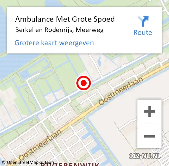 Locatie op kaart van de 112 melding: Ambulance Met Grote Spoed Naar Berkel en Rodenrijs, Meerweg op 25 maart 2024 08:14