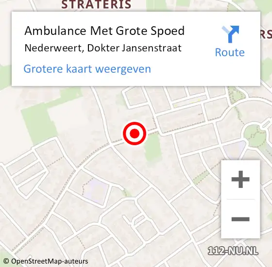 Locatie op kaart van de 112 melding: Ambulance Met Grote Spoed Naar Nederweert, Dokter Jansenstraat op 25 maart 2024 08:23