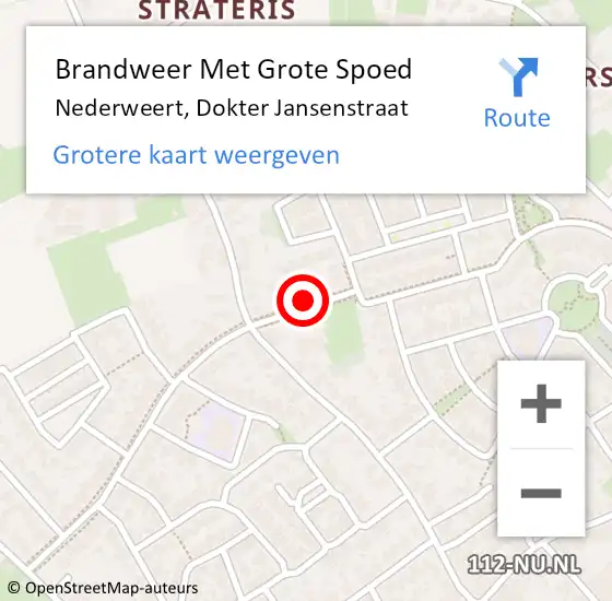 Locatie op kaart van de 112 melding: Brandweer Met Grote Spoed Naar Nederweert, Dokter Jansenstraat op 25 maart 2024 08:25