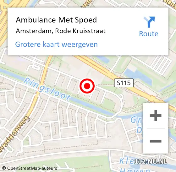 Locatie op kaart van de 112 melding: Ambulance Met Spoed Naar Amsterdam, Rode Kruisstraat op 25 maart 2024 08:32