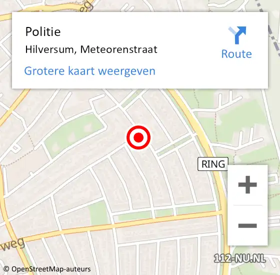 Locatie op kaart van de 112 melding: Politie Hilversum, Meteorenstraat op 25 maart 2024 08:52