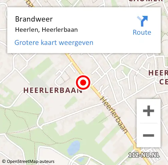 Locatie op kaart van de 112 melding: Brandweer Heerlen, Heerlerbaan op 25 maart 2024 09:18