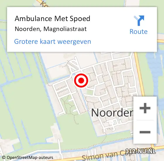 Locatie op kaart van de 112 melding: Ambulance Met Spoed Naar Noorden, Magnoliastraat op 25 maart 2024 09:32