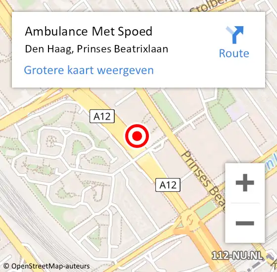 Locatie op kaart van de 112 melding: Ambulance Met Spoed Naar Den Haag, Prinses Beatrixlaan op 25 maart 2024 09:33