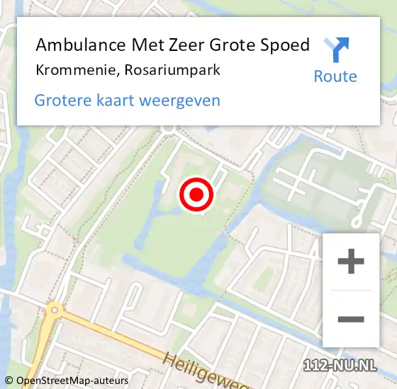 Locatie op kaart van de 112 melding: Ambulance Met Zeer Grote Spoed Naar Krommenie, Rosariumpark op 25 maart 2024 09:46