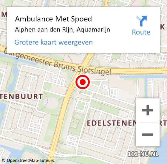 Locatie op kaart van de 112 melding: Ambulance Met Spoed Naar Alphen aan den Rijn, Aquamarijn op 25 maart 2024 09:49