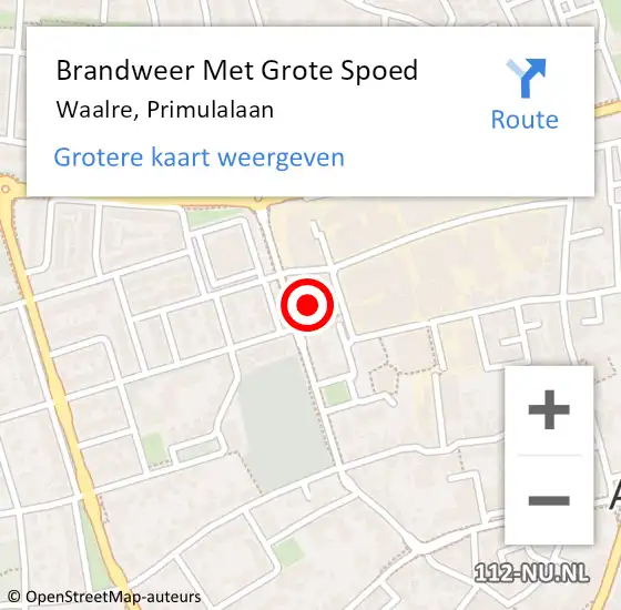 Locatie op kaart van de 112 melding: Brandweer Met Grote Spoed Naar Waalre, Primulalaan op 25 maart 2024 10:22