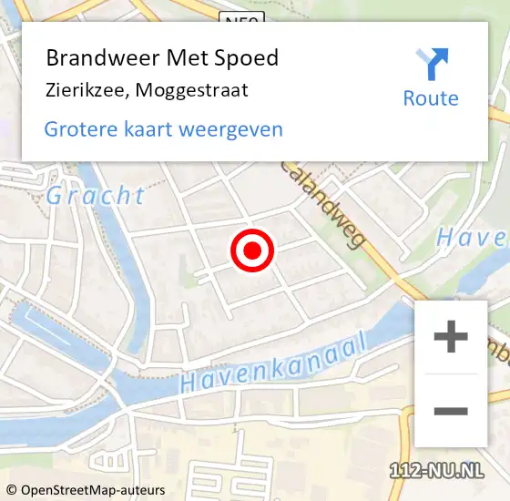 Locatie op kaart van de 112 melding: Brandweer Met Spoed Naar Zierikzee, Moggestraat op 25 maart 2024 10:25