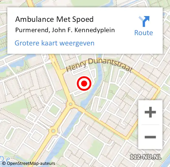 Locatie op kaart van de 112 melding: Ambulance Met Spoed Naar Purmerend, John F. Kennedyplein op 25 maart 2024 10:40