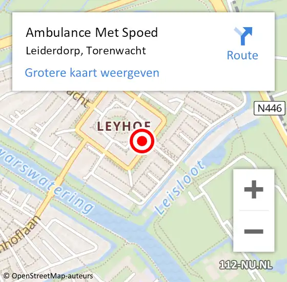 Locatie op kaart van de 112 melding: Ambulance Met Spoed Naar Leiderdorp, Torenwacht op 25 maart 2024 10:55