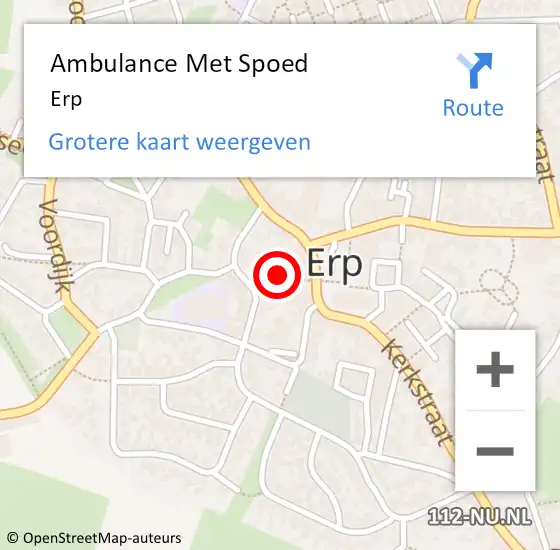 Locatie op kaart van de 112 melding: Ambulance Met Spoed Naar Erp op 25 maart 2024 10:56