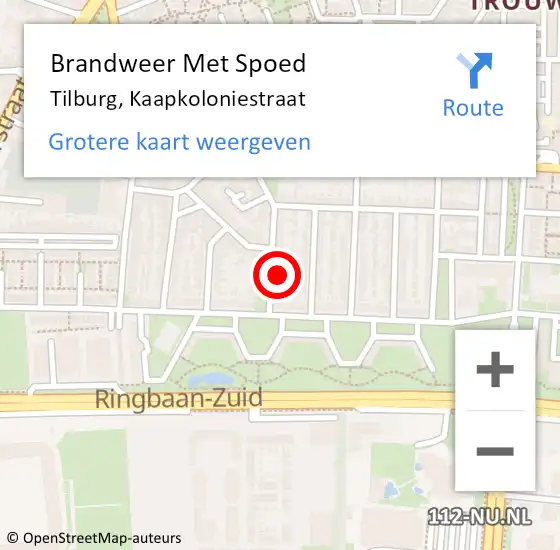 Locatie op kaart van de 112 melding: Brandweer Met Spoed Naar Tilburg, Kaapkoloniestraat op 25 maart 2024 11:09