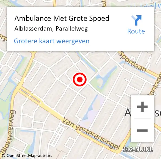 Locatie op kaart van de 112 melding: Ambulance Met Grote Spoed Naar Alblasserdam, Parallelweg op 25 maart 2024 11:18