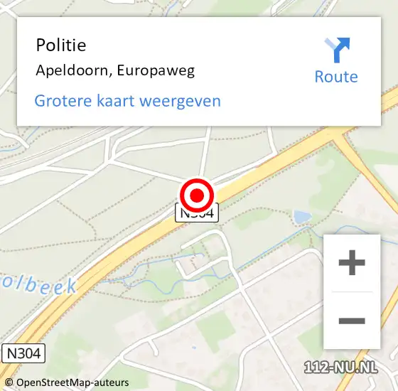 Locatie op kaart van de 112 melding: Politie Apeldoorn, Europaweg op 25 maart 2024 11:19