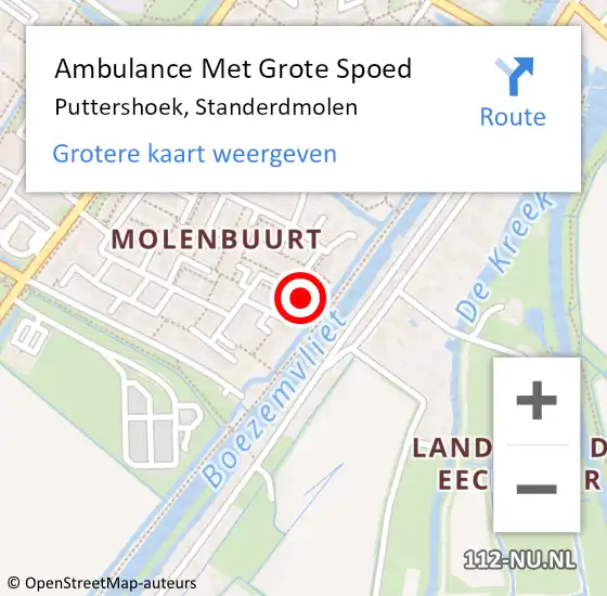 Locatie op kaart van de 112 melding: Ambulance Met Grote Spoed Naar Puttershoek, Standerdmolen op 25 maart 2024 11:29