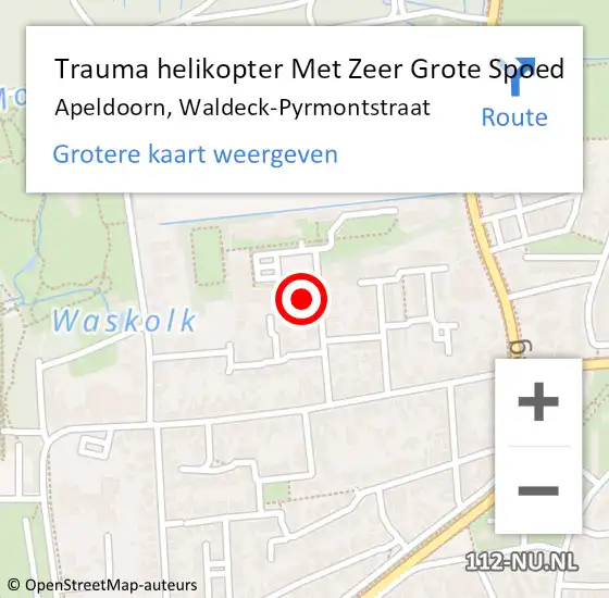 Locatie op kaart van de 112 melding: Trauma helikopter Met Zeer Grote Spoed Naar Apeldoorn, Waldeck-Pyrmontstraat op 25 maart 2024 11:46