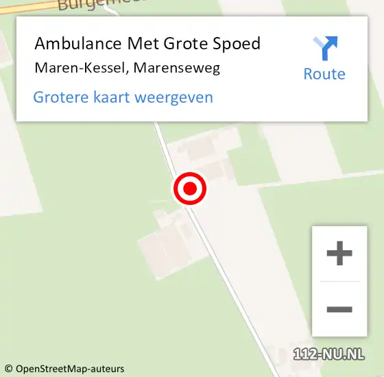 Locatie op kaart van de 112 melding: Ambulance Met Grote Spoed Naar Maren-Kessel, Marenseweg op 16 oktober 2013 08:24