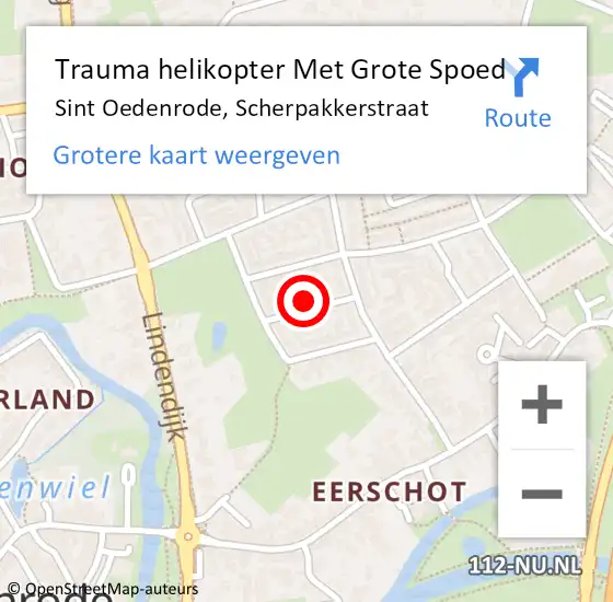 Locatie op kaart van de 112 melding: Trauma helikopter Met Grote Spoed Naar Sint Oedenrode, Scherpakkerstraat op 25 maart 2024 11:55