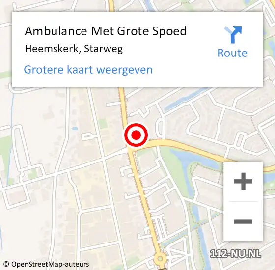 Locatie op kaart van de 112 melding: Ambulance Met Grote Spoed Naar Heemskerk, Starweg op 25 maart 2024 11:57