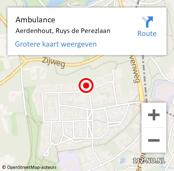 Locatie op kaart van de 112 melding: Ambulance Aerdenhout, Ruys de Perezlaan op 25 maart 2024 12:04