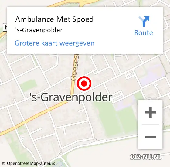 Locatie op kaart van de 112 melding: Ambulance Met Spoed Naar 's-Gravenpolder op 25 maart 2024 12:07