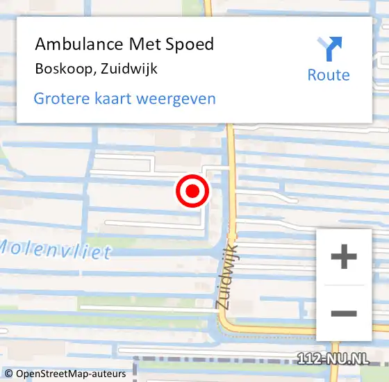 Locatie op kaart van de 112 melding: Ambulance Met Spoed Naar Boskoop, Zuidwijk op 25 maart 2024 12:11
