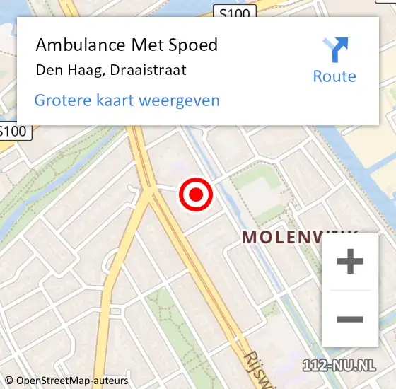 Locatie op kaart van de 112 melding: Ambulance Met Spoed Naar Den Haag, Draaistraat op 25 maart 2024 12:30