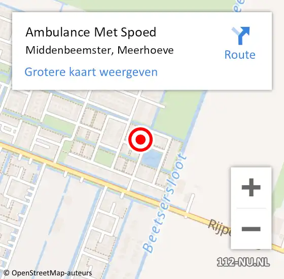 Locatie op kaart van de 112 melding: Ambulance Met Spoed Naar Middenbeemster, Meerhoeve op 25 maart 2024 12:32