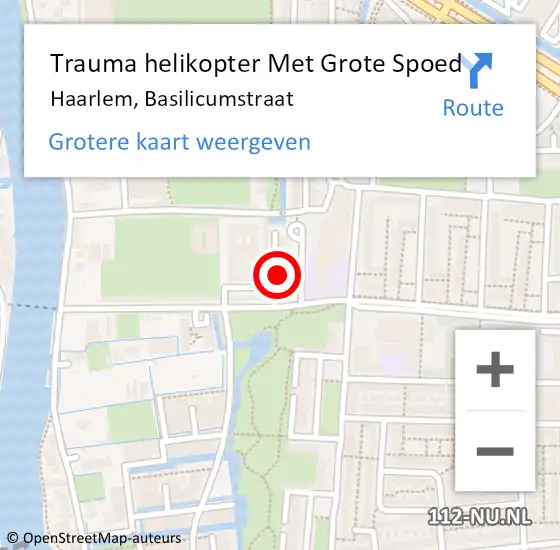 Locatie op kaart van de 112 melding: Trauma helikopter Met Grote Spoed Naar Haarlem, Basilicumstraat op 25 maart 2024 12:39