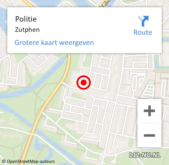 Locatie op kaart van de 112 melding: Politie Zutphen op 25 maart 2024 12:39