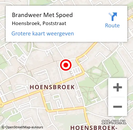 Locatie op kaart van de 112 melding: Brandweer Met Spoed Naar Hoensbroek, Poststraat op 25 maart 2024 12:46