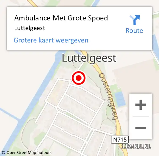 Locatie op kaart van de 112 melding: Ambulance Met Grote Spoed Naar Luttelgeest op 25 maart 2024 12:46