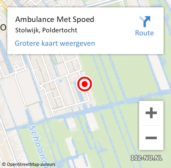 Locatie op kaart van de 112 melding: Ambulance Met Spoed Naar Stolwijk, Poldertocht op 25 maart 2024 12:55
