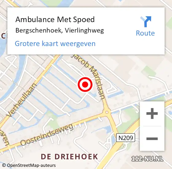 Locatie op kaart van de 112 melding: Ambulance Met Spoed Naar Bergschenhoek, Vierlinghweg op 25 maart 2024 13:01