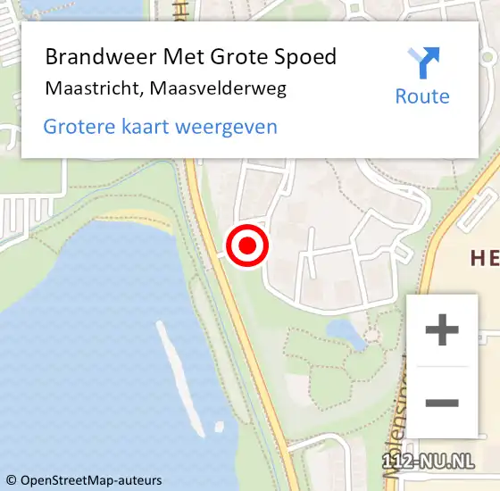 Locatie op kaart van de 112 melding: Brandweer Met Grote Spoed Naar Maastricht, Maasvelderweg op 25 maart 2024 13:06