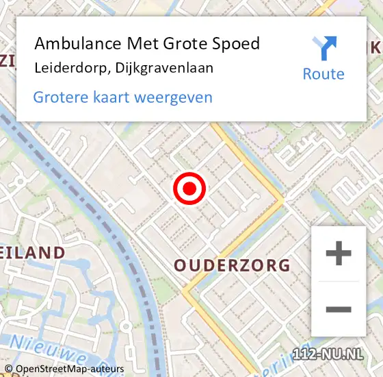 Locatie op kaart van de 112 melding: Ambulance Met Grote Spoed Naar Leiderdorp, Dijkgravenlaan op 25 maart 2024 13:11