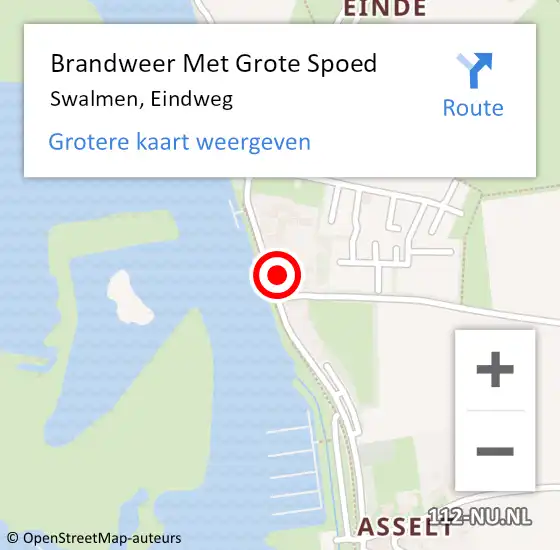 Locatie op kaart van de 112 melding: Brandweer Met Grote Spoed Naar Swalmen, Eindweg op 25 maart 2024 13:13