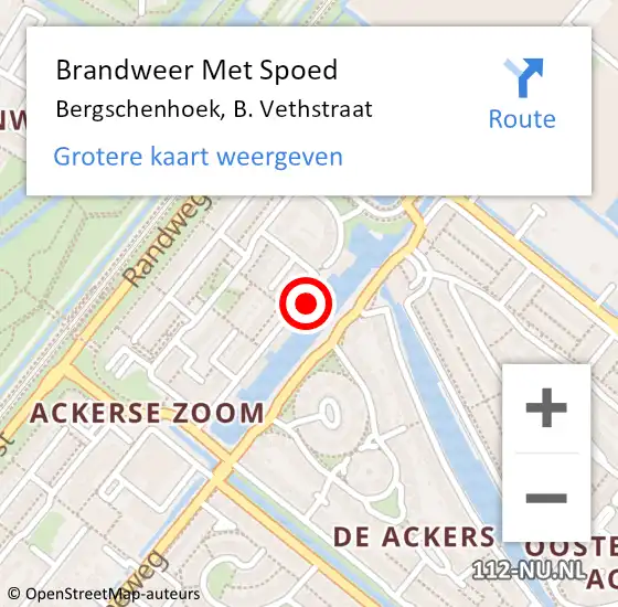 Locatie op kaart van de 112 melding: Brandweer Met Spoed Naar Bergschenhoek, B. Vethstraat op 25 maart 2024 13:29