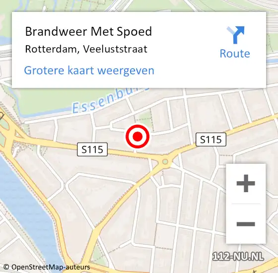 Locatie op kaart van de 112 melding: Brandweer Met Spoed Naar Rotterdam, Veeluststraat op 25 maart 2024 13:44