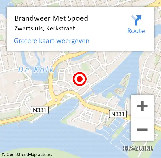 Locatie op kaart van de 112 melding: Brandweer Met Spoed Naar Zwartsluis, Kerkstraat op 25 maart 2024 13:50