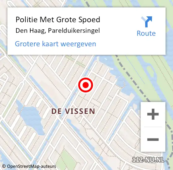 Locatie op kaart van de 112 melding: Politie Met Grote Spoed Naar Den Haag, Parelduikersingel op 25 maart 2024 13:57