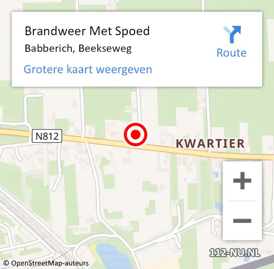 Locatie op kaart van de 112 melding: Brandweer Met Spoed Naar Babberich, Beekseweg op 25 maart 2024 13:59